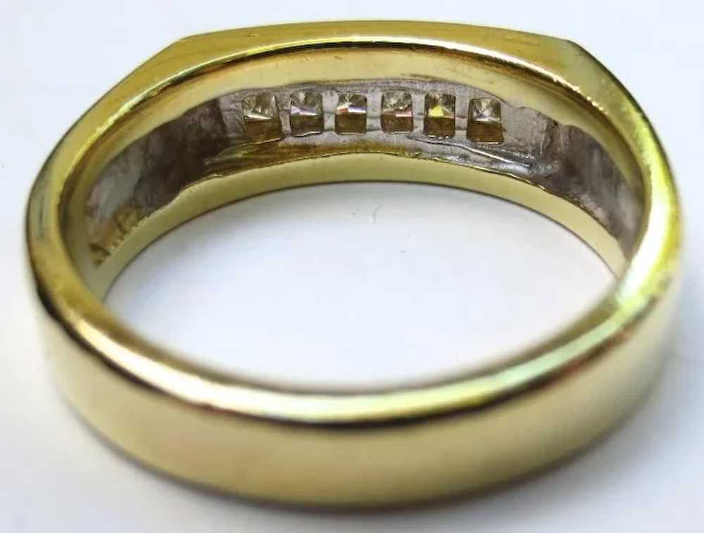 Vintage 18k Gold & Diamond Mens Ring - image 6