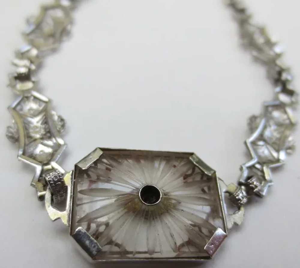 Art Deco Camphor Glass Diamond 14k White Gold Fil… - image 8