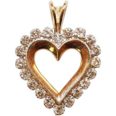 18k Yellow Gold and Diamond Heart Pendant - image 1