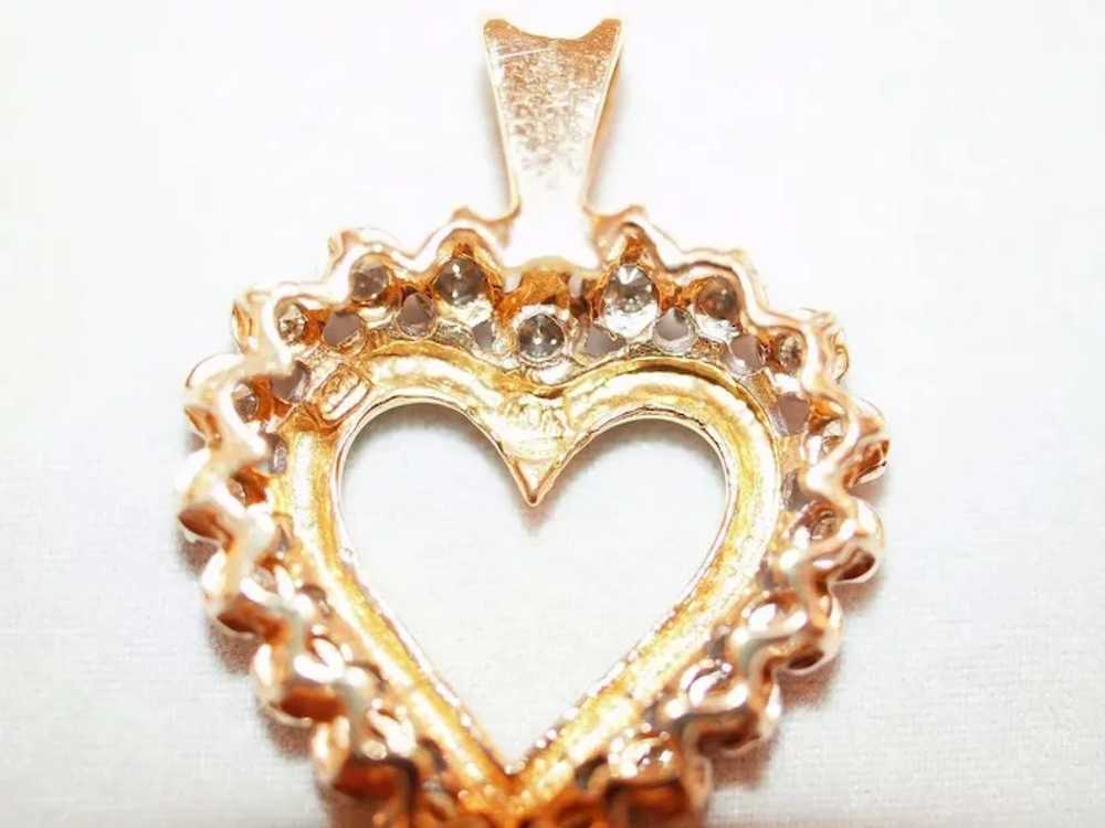 18k Yellow Gold and Diamond Heart Pendant - image 2