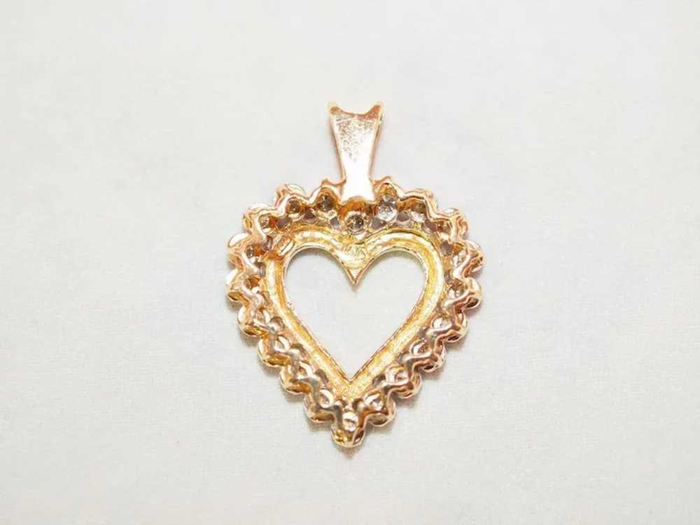 18k Yellow Gold and Diamond Heart Pendant - image 3