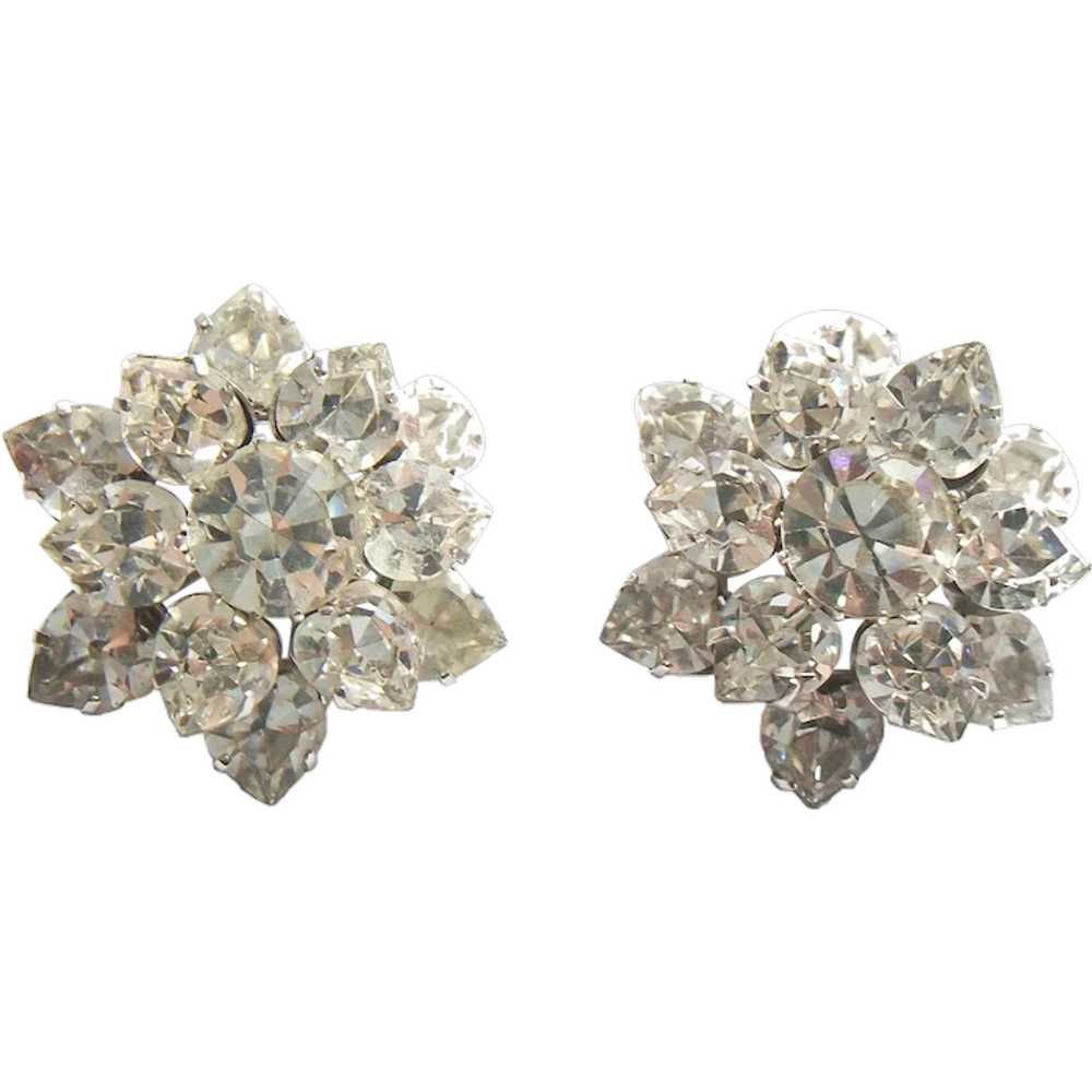 Vintage Pair Austrian Crystal Rhinestone Brooches… - image 1