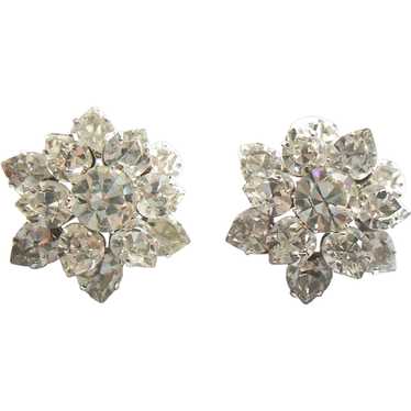 Vintage Pair Austrian Crystal Rhinestone Brooches… - image 1