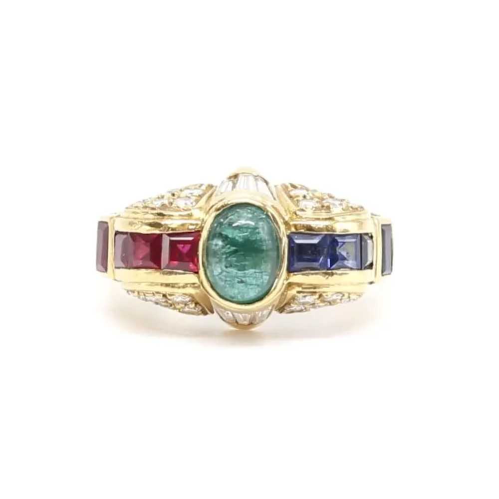 Lady's 18K Vintage Emerald, Ruby, Sapphire & Diam… - image 2