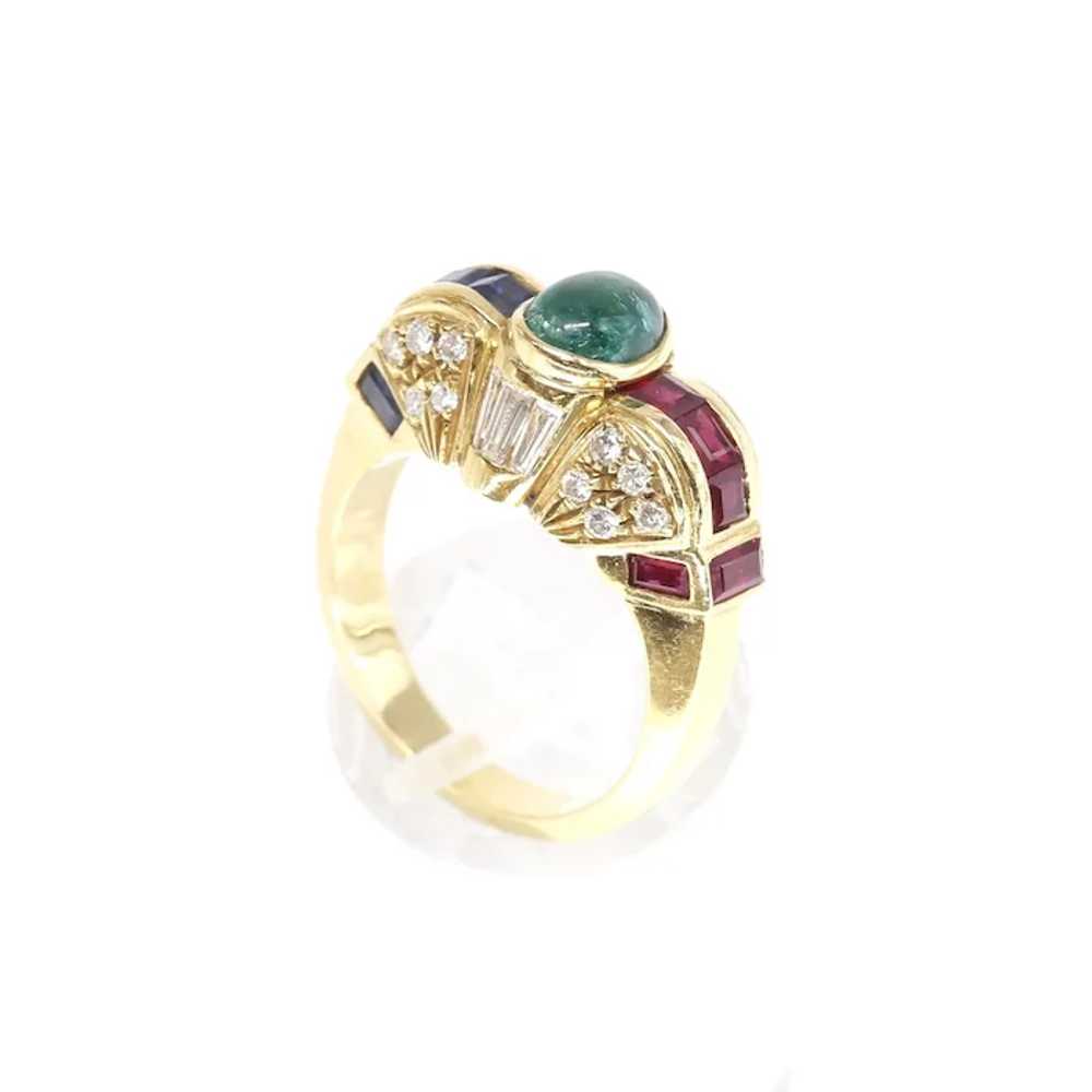 Lady's 18K Vintage Emerald, Ruby, Sapphire & Diam… - image 3