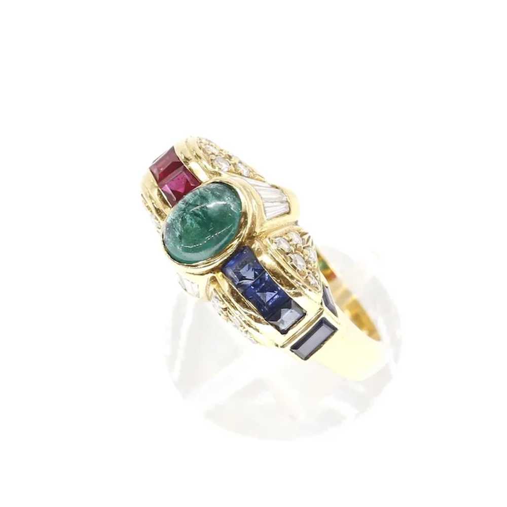 Lady's 18K Vintage Emerald, Ruby, Sapphire & Diam… - image 4