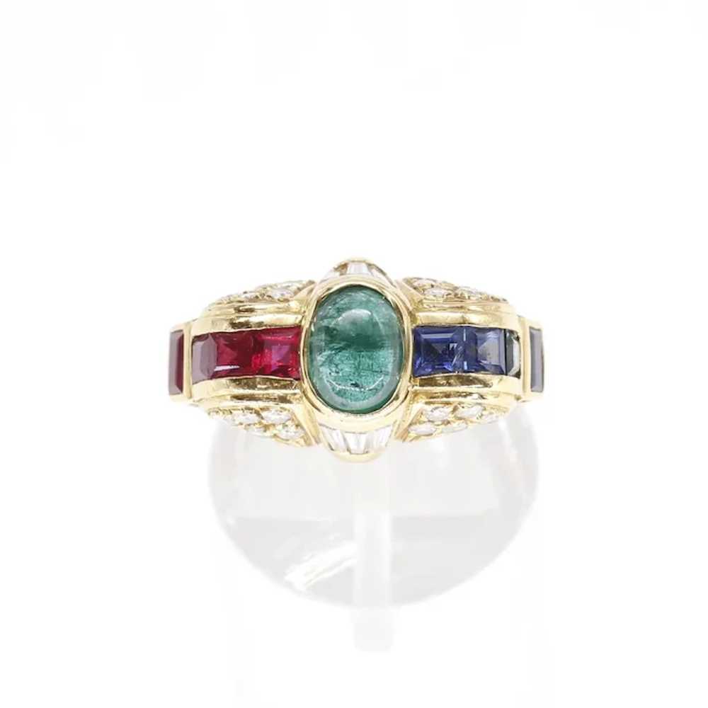 Lady's 18K Vintage Emerald, Ruby, Sapphire & Diam… - image 5