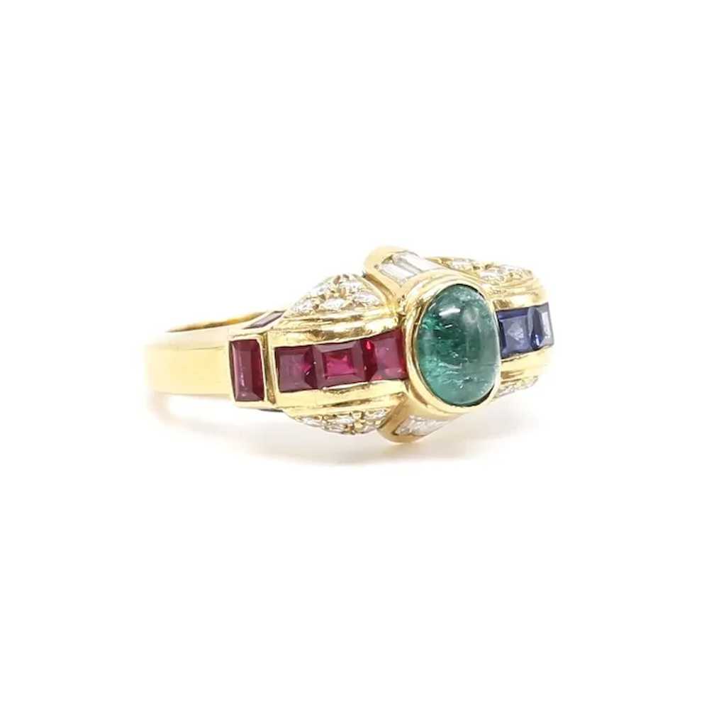 Lady's 18K Vintage Emerald, Ruby, Sapphire & Diam… - image 6