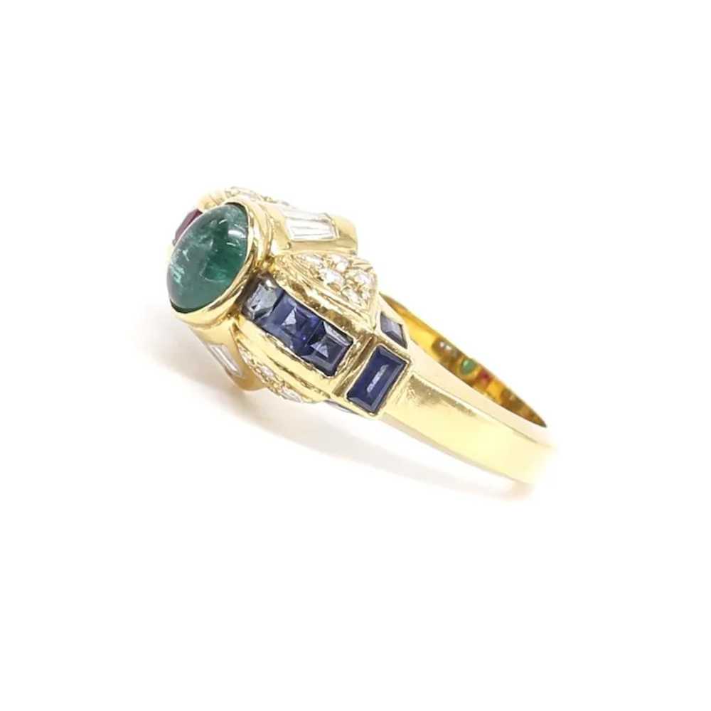 Lady's 18K Vintage Emerald, Ruby, Sapphire & Diam… - image 7