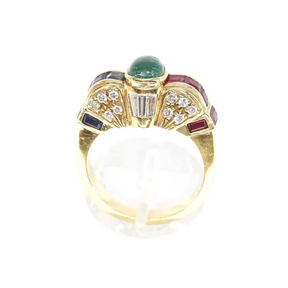 Lady's 18K Vintage Emerald, Ruby, Sapphire & Diam… - image 8