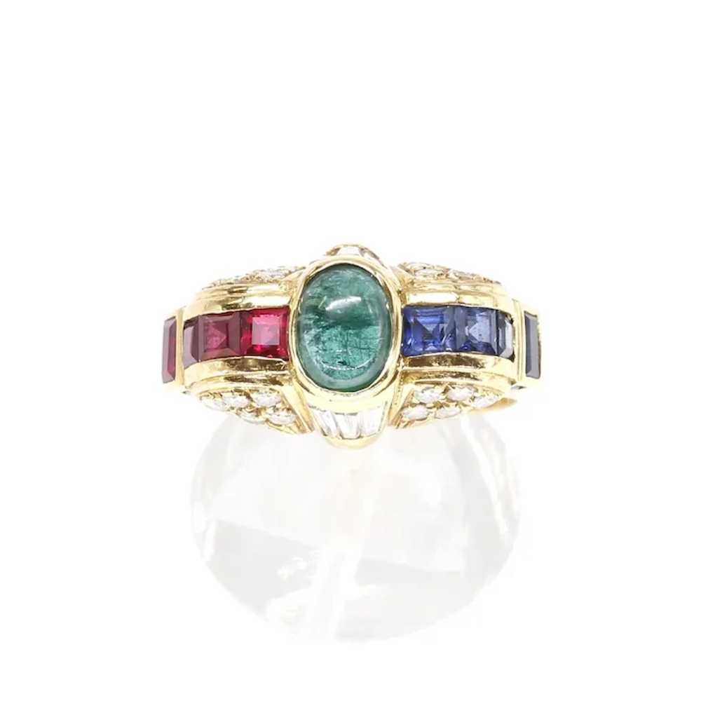 Lady's 18K Vintage Emerald, Ruby, Sapphire & Diam… - image 9