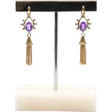 Lady's 14K Circa 1900 Amethyst Tassel Earrings