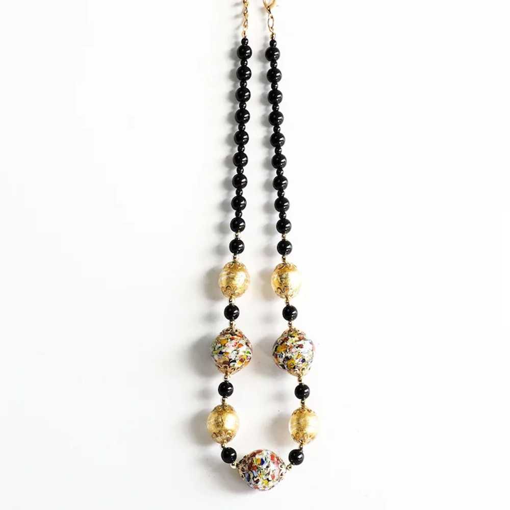 Lady's Vintage Murano Glass & Onyx Necklace - image 2
