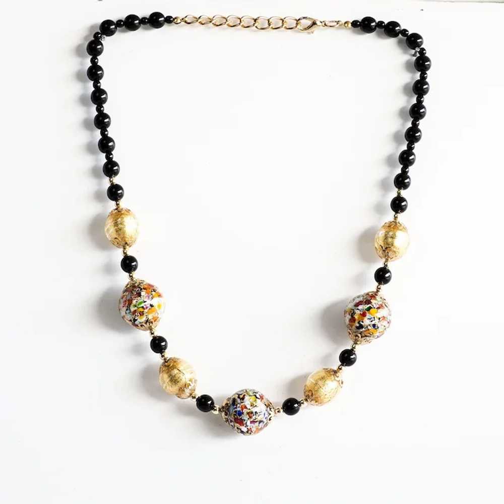 Lady's Vintage Murano Glass & Onyx Necklace - image 3