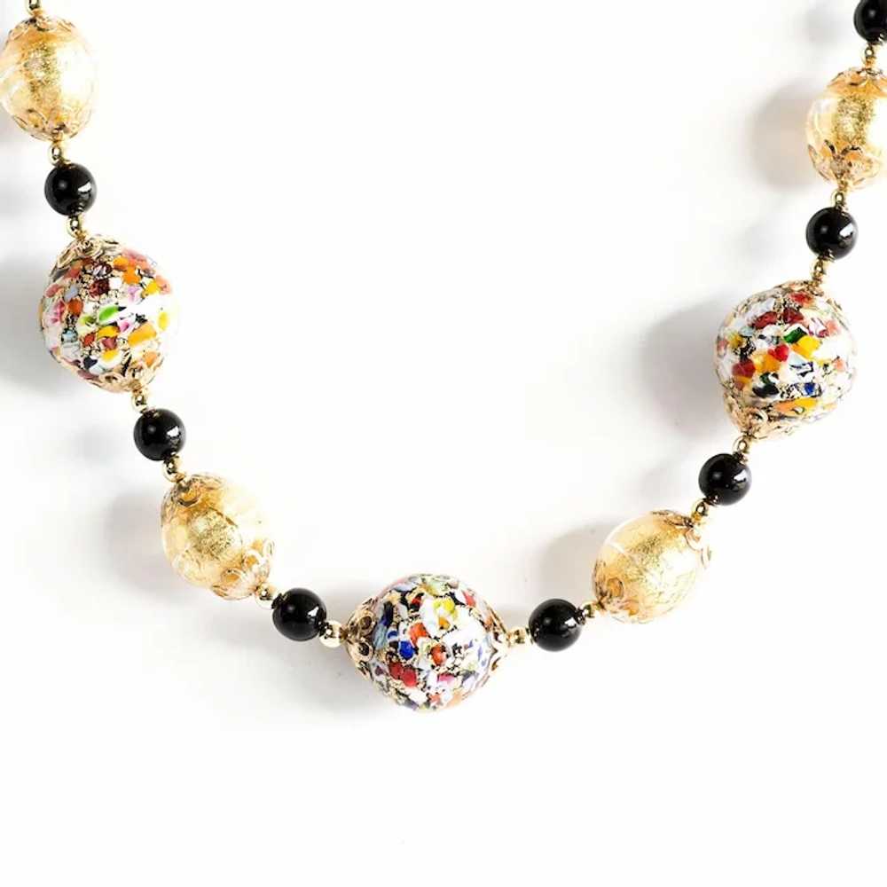 Lady's Vintage Murano Glass & Onyx Necklace - image 4
