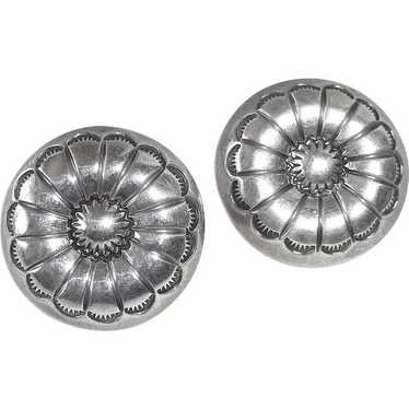 Southwest Sterling Concho Style Pierced Earrings - image 1