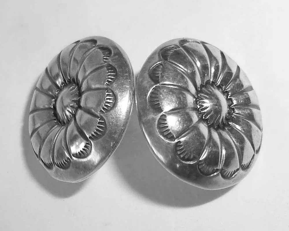 Southwest Sterling Concho Style Pierced Earrings - image 4