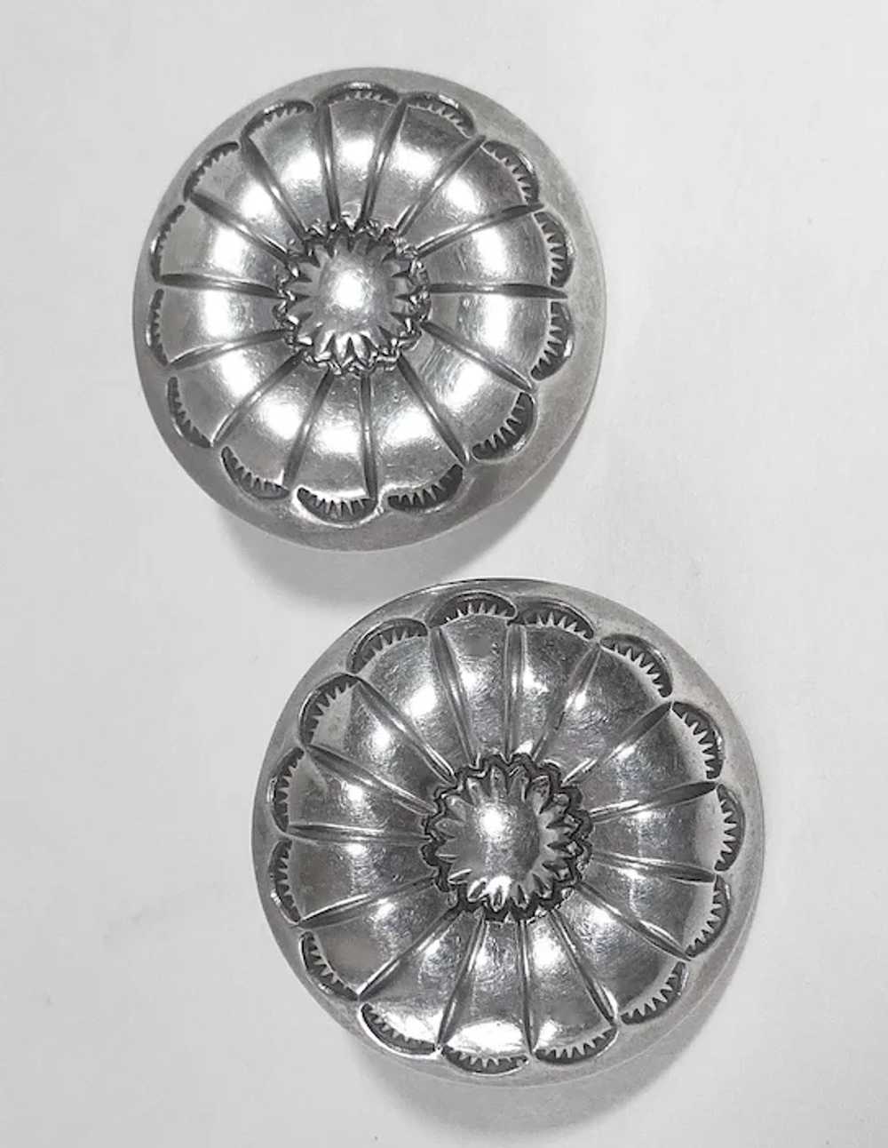 Southwest Sterling Concho Style Pierced Earrings - image 5