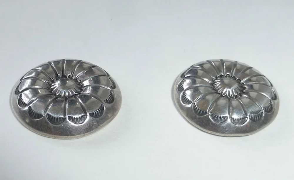 Southwest Sterling Concho Style Pierced Earrings - image 7