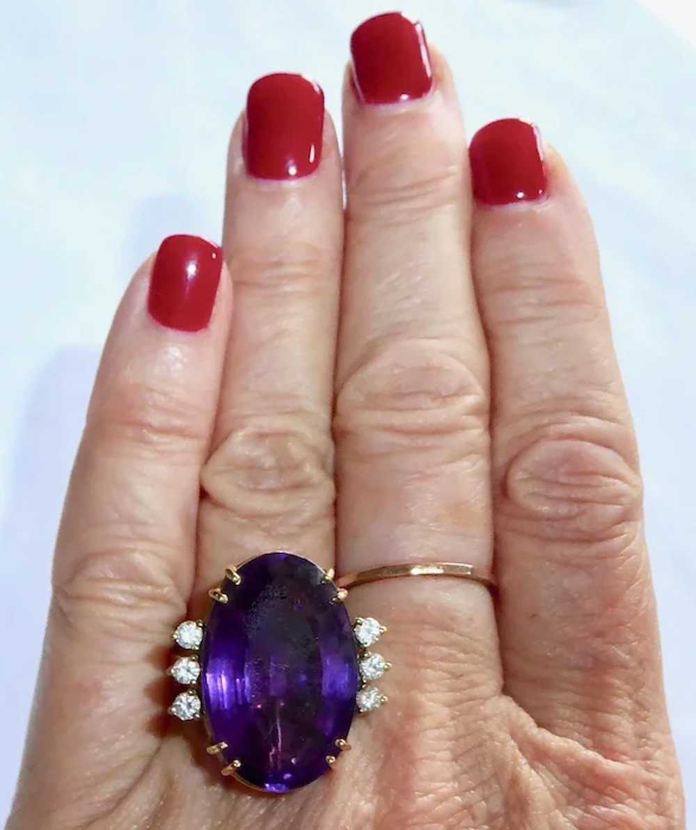 18k Amethyst Cocktail Ring Diamond Accents - image 4