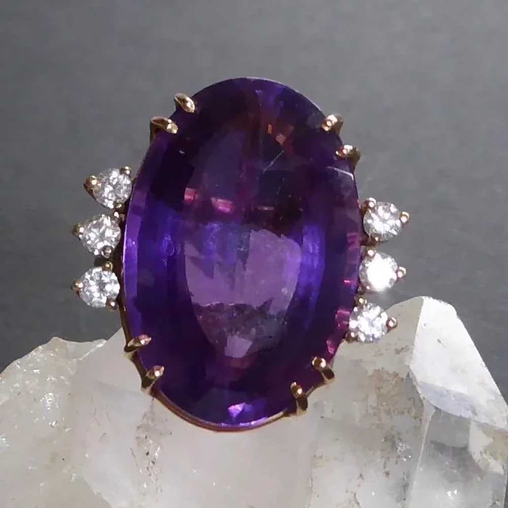 18k Amethyst Cocktail Ring Diamond Accents - image 5