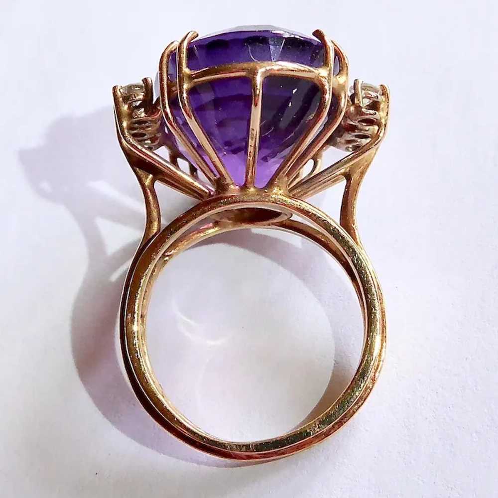 18k Amethyst Cocktail Ring Diamond Accents - image 6