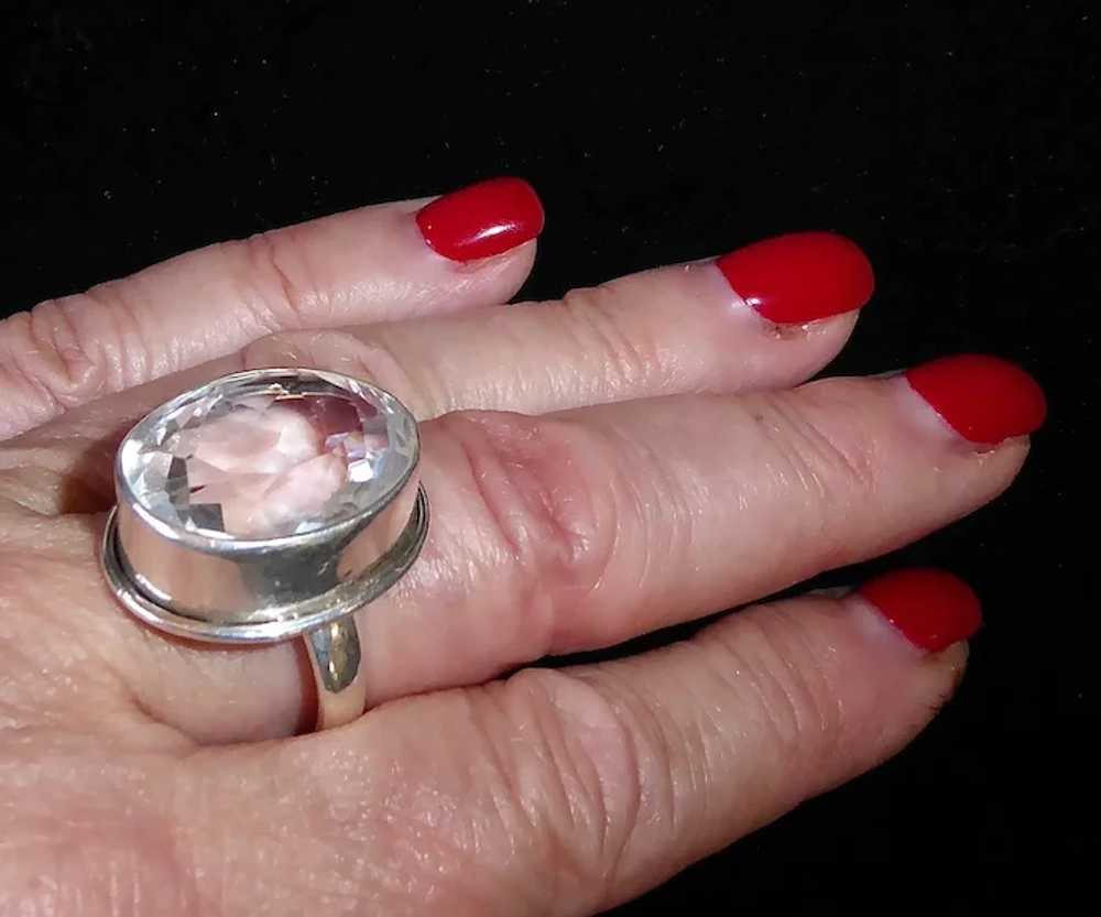 Sparkling Sterling Ring w Large Faceted Rock Crys… - image 4