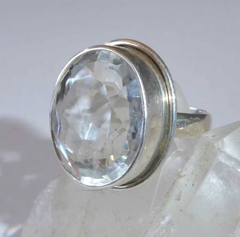 Sparkling Sterling Ring w Large Faceted Rock Crys… - image 5