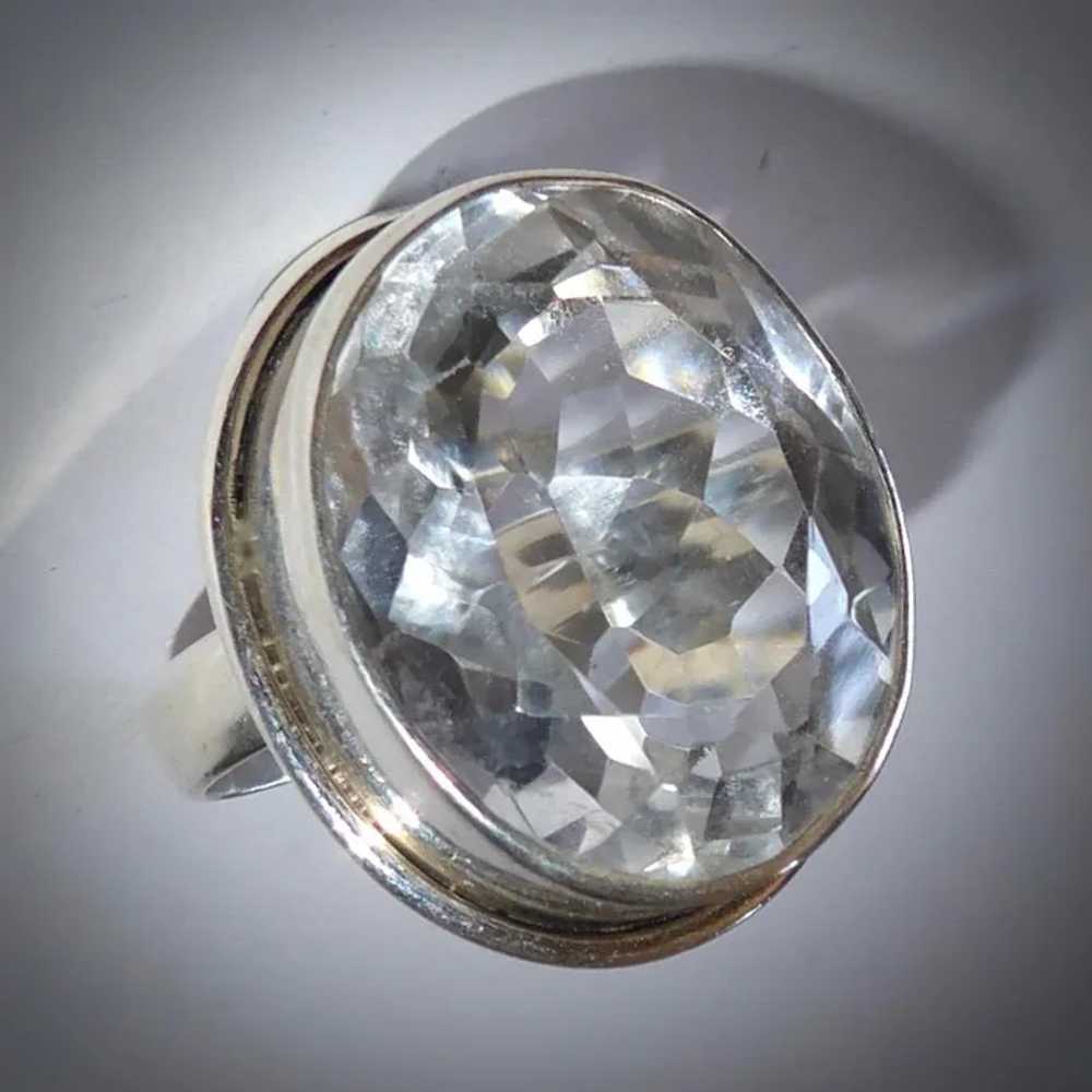 Sparkling Sterling Ring w Large Faceted Rock Crys… - image 9