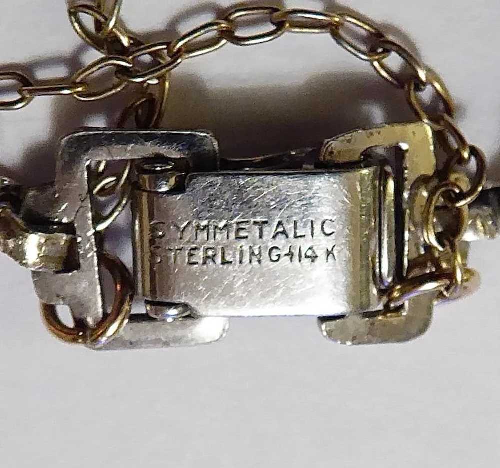 Symmetalic Sterling & 14k Link Bracelet w Gemston… - image 7