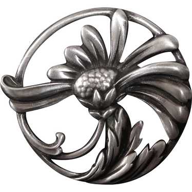Viking Craft Art Deco Sterling Stylized Daisy Pin - image 1