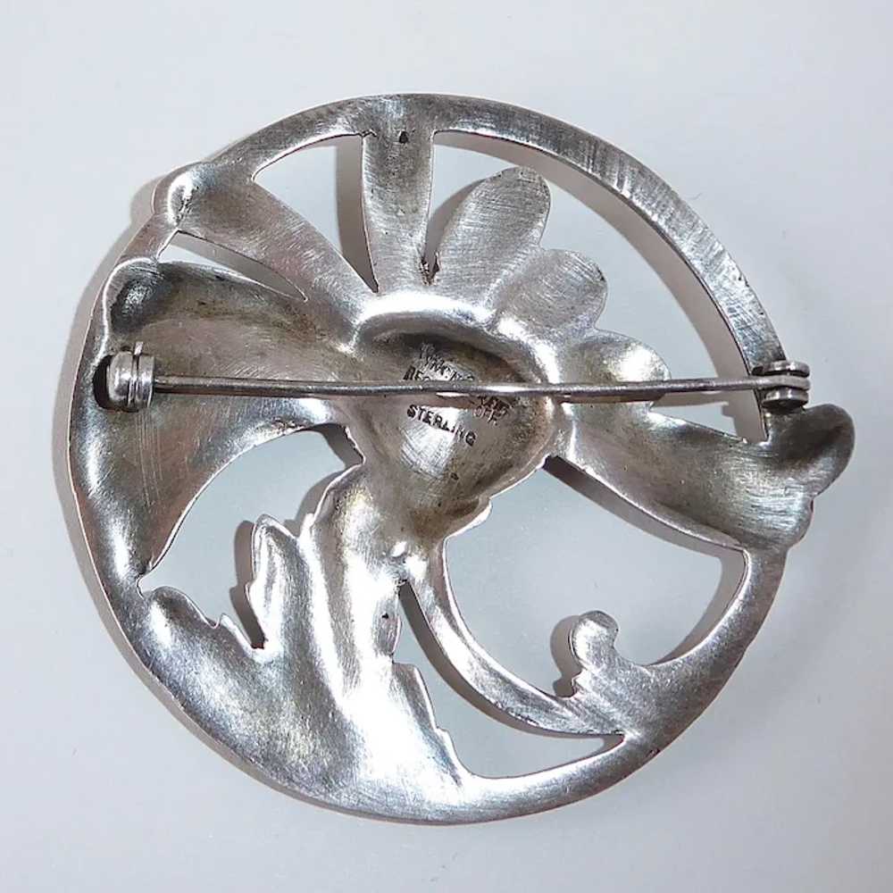 Viking Craft Art Deco Sterling Stylized Daisy Pin - image 6