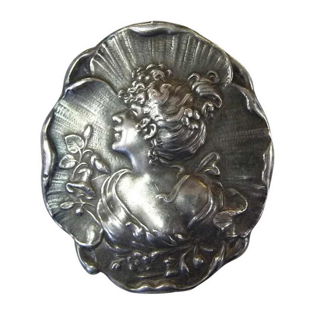 Antique Art Nouveau Gibson Girl Sterling Pin - image 1