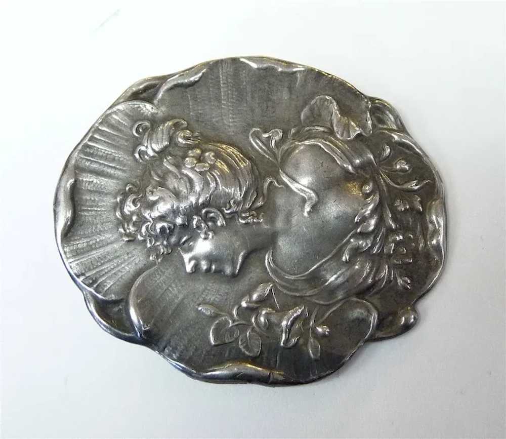 Antique Art Nouveau Gibson Girl Sterling Pin - image 5