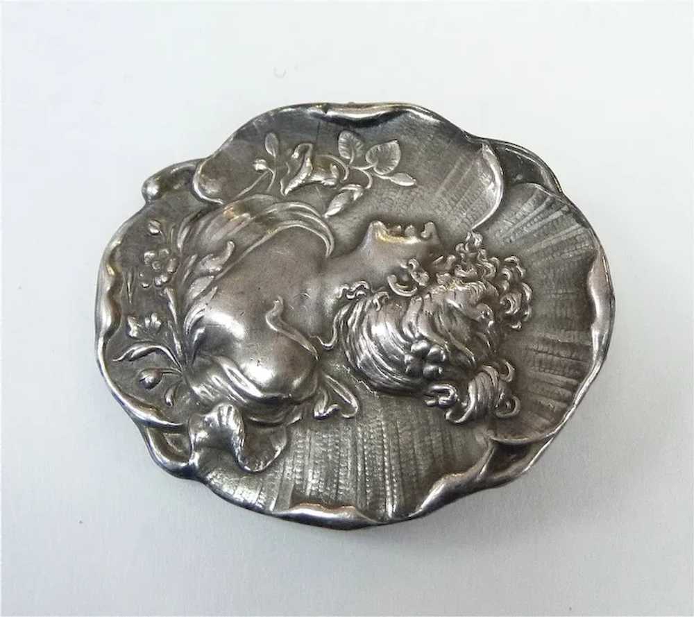 Antique Art Nouveau Gibson Girl Sterling Pin - image 6