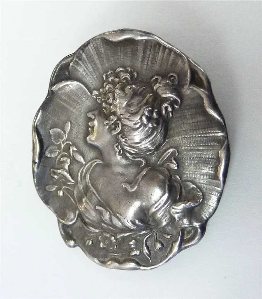 Antique Art Nouveau Gibson Girl Sterling Pin - image 8