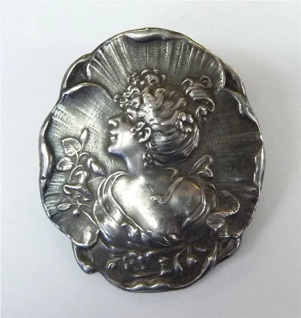 Antique Art Nouveau Gibson Girl Sterling Pin - image 9