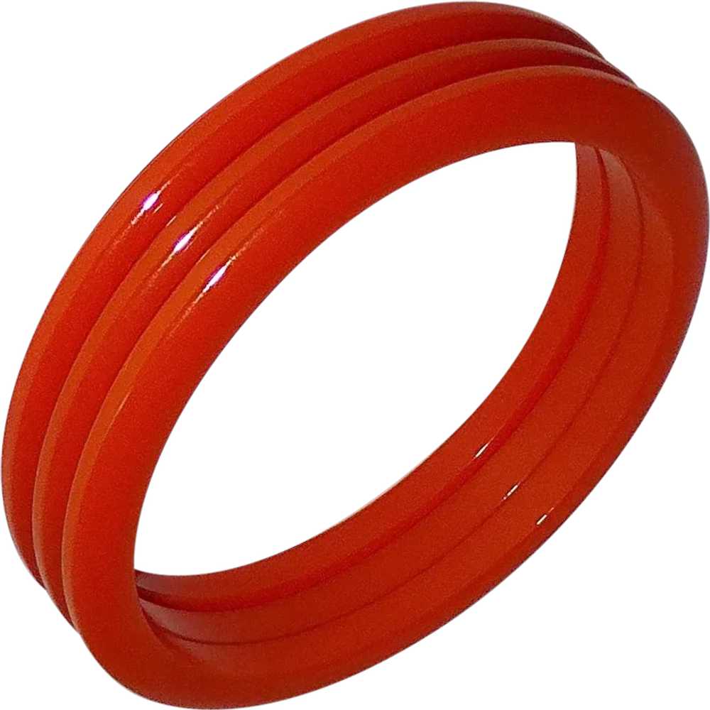 Set of 3 Orange Bakelite Bangle Bracelets - image 1