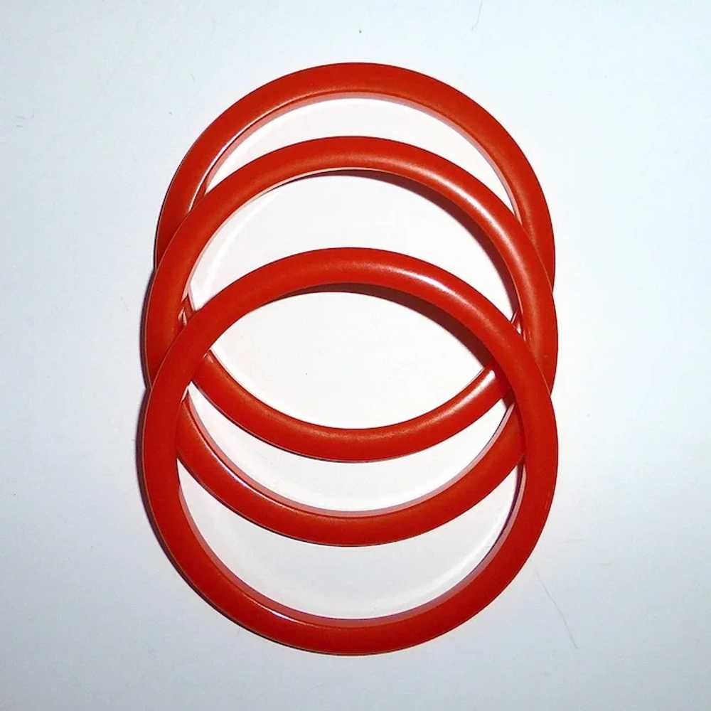 Set of 3 Orange Bakelite Bangle Bracelets - image 5