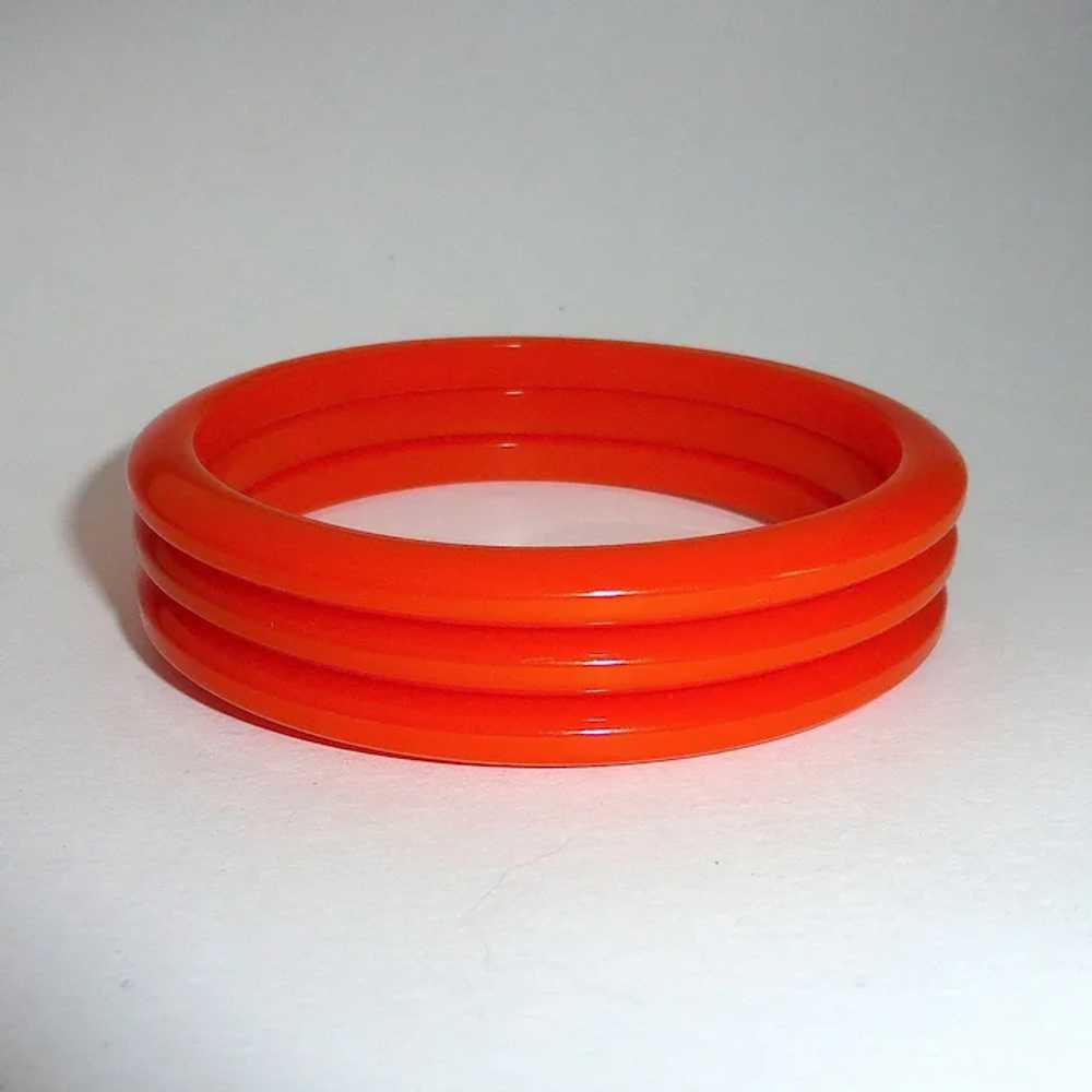 Set of 3 Orange Bakelite Bangle Bracelets - image 6