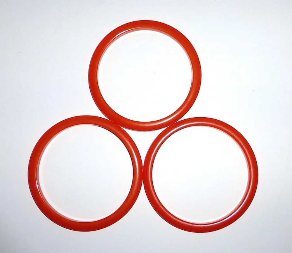 Set of 3 Orange Bakelite Bangle Bracelets - image 7
