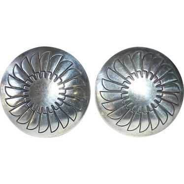 Sterling Domed & Stamped Clip Earrings