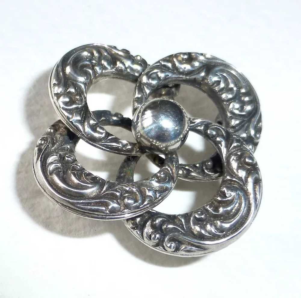 WRE Sterling Embossed Swirling Circles Pin - image 2
