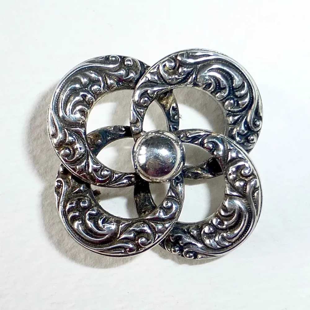 WRE Sterling Embossed Swirling Circles Pin - image 4