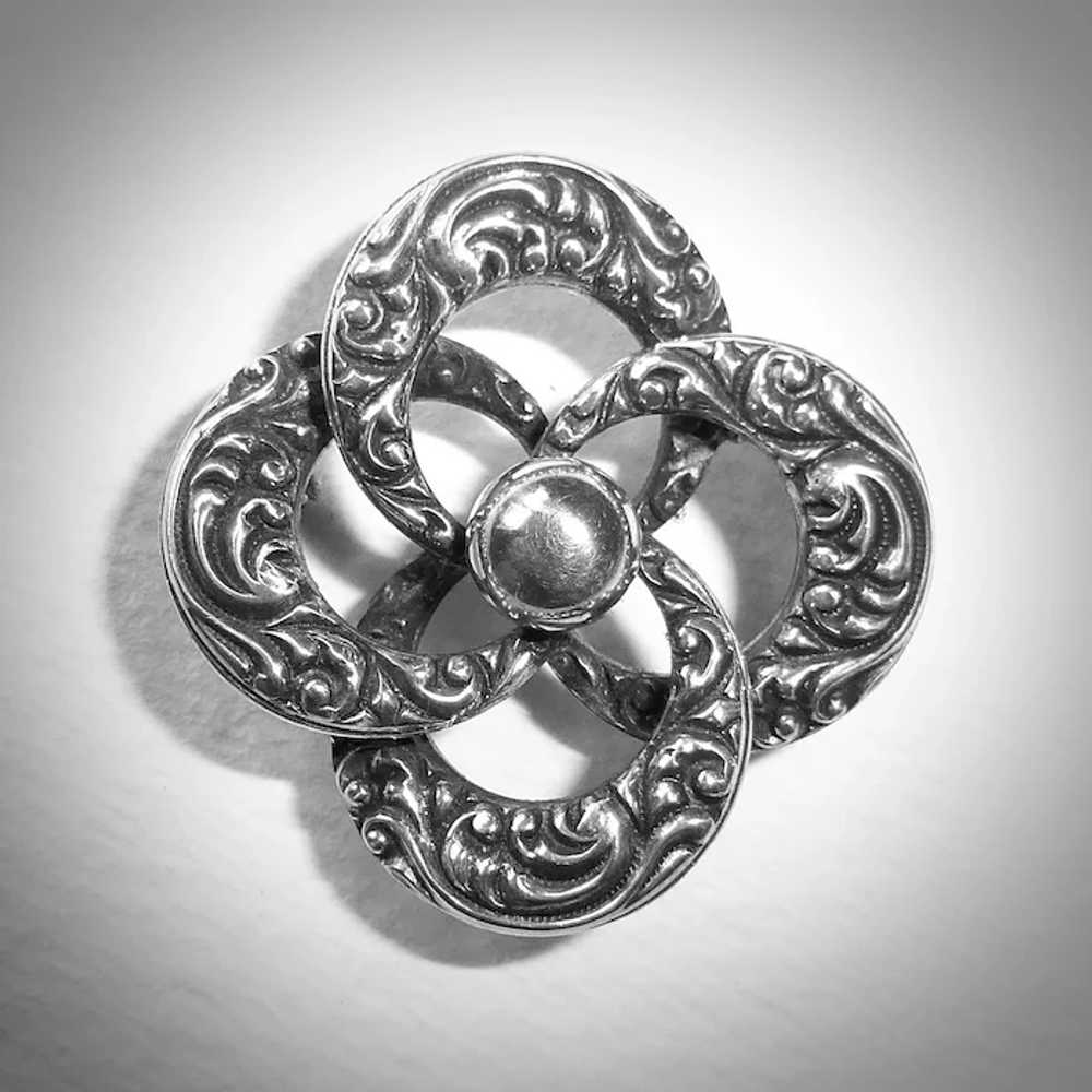 WRE Sterling Embossed Swirling Circles Pin - image 9