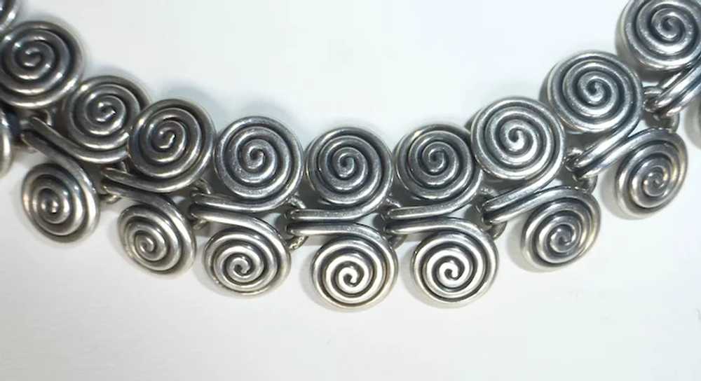 Sterling Silver Handcrafted Double Spiral Necklace - image 3