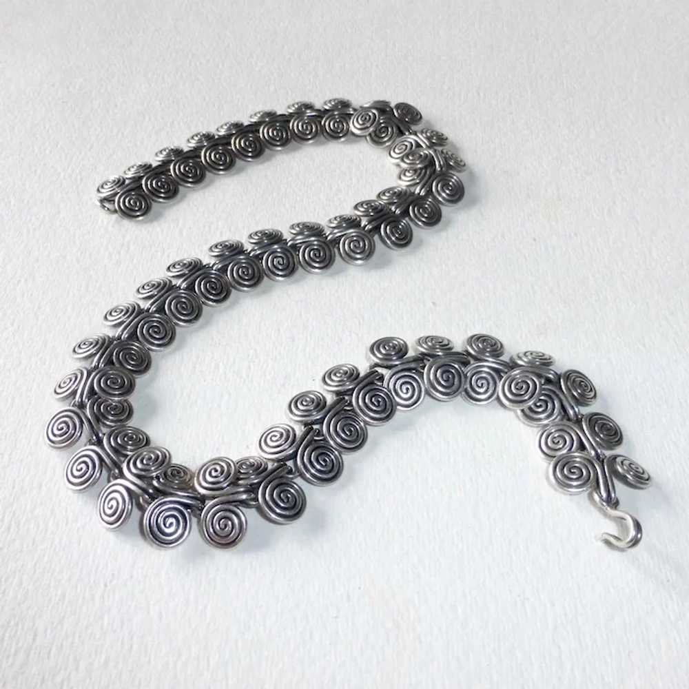 Sterling Silver Handcrafted Double Spiral Necklace - image 5