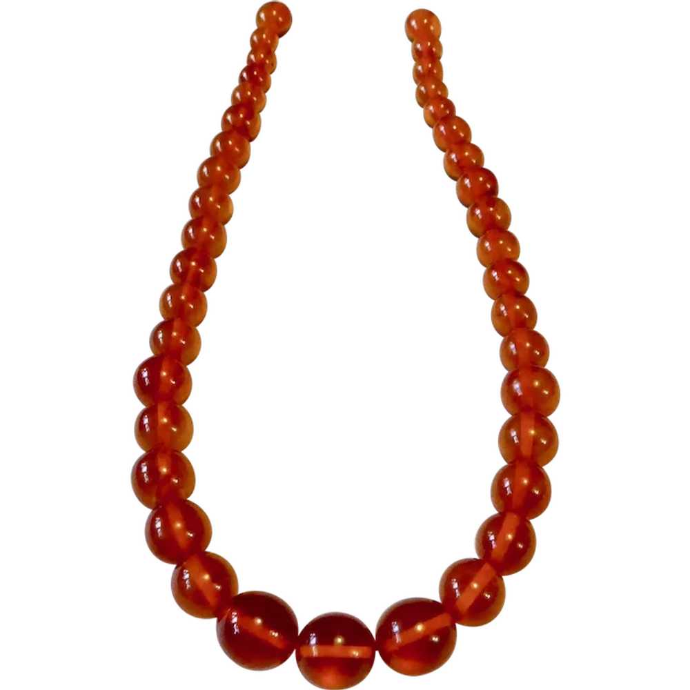 Genuine Transparent Honey Amber Round Bead Neckla… - image 1