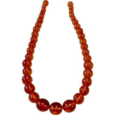 Genuine Transparent Honey Amber Round Bead Neckla… - image 1