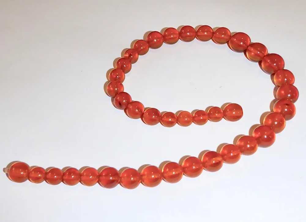 Genuine Transparent Honey Amber Round Bead Neckla… - image 3